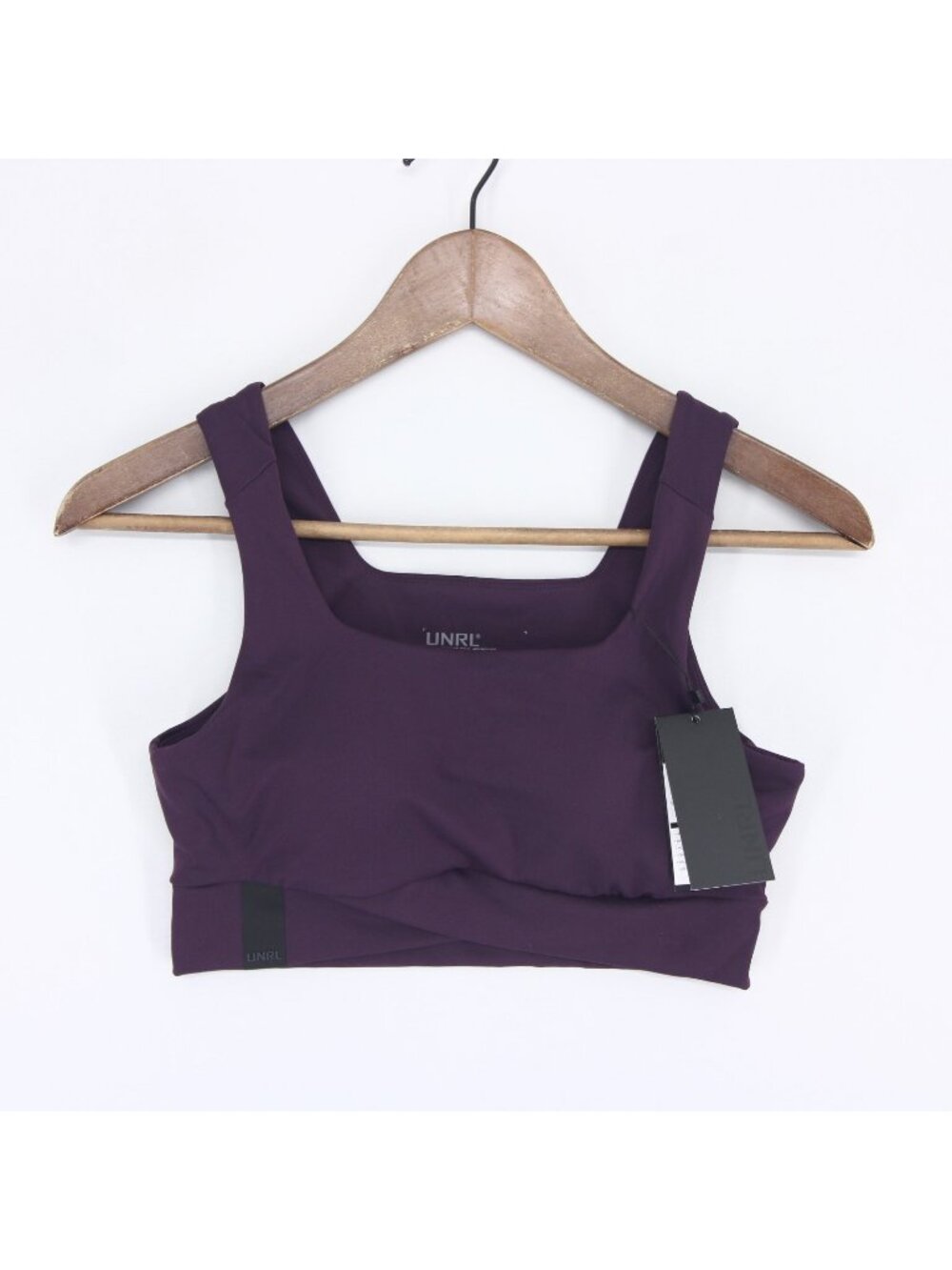 UNRL Performa Longline Bra Womens XS Purple Crossover Hem Square Neck Yoga